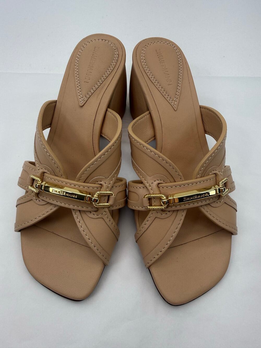 Zimmermann Prisma NEW Nude Leather Horsebit Block Heel Sandals EU 36 US‎ 6 Italy